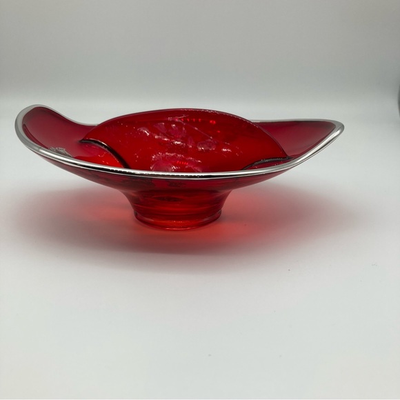Viking Ruby Red Sterling overlay divided relish dish - Picture 3 of 8